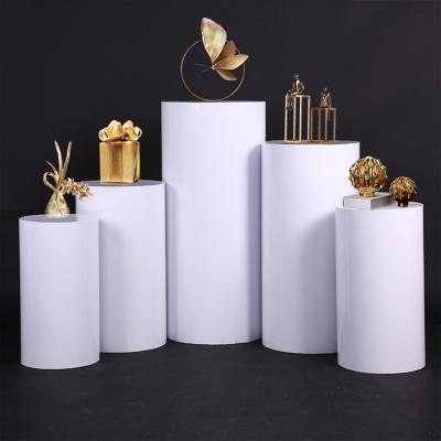 China Cheap Wedding Pedestals Metal Morden Wedding Decor Cylindr White 5 Set for sale