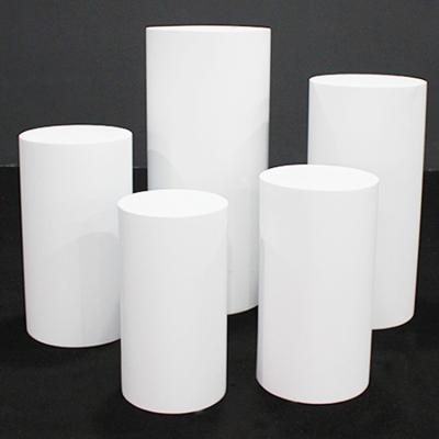 China Morden Wedding Decoration Plastic Wedding Aclylic Cylinder Pillars White Pedestal Display for sale