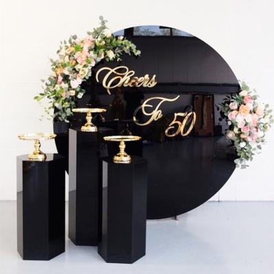 China Fashionable Wedding Decorations 2021 Party Wedding Theme Black Round Acrylic Backdrop for sale