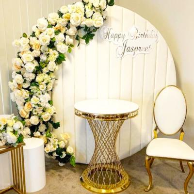 China Wedding Party Event Decoration White Velvet Round Wedding Supplies Party Wall Backdrop for sale