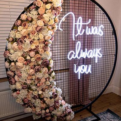 China Black Wedding Decorations 2022 Party Decoration Stand Frame Metal Round Backdrop Fashionable Mesh Event for sale