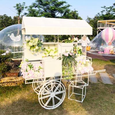 China Morden Party Wedding Decoration Sweet Metal Flower Dessert Candy Carts for sale