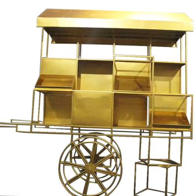 China Morden Gold Wedding Flower Carriage Stand Decorations Wedding Decorationdessert Carriage for sale