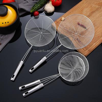 China Metal Stainless Steel Sieve Filter Spoon Kitchen Tools Multifunctional Hotel Fried Noodle Frying Oil Grid Wire Sieve for sale