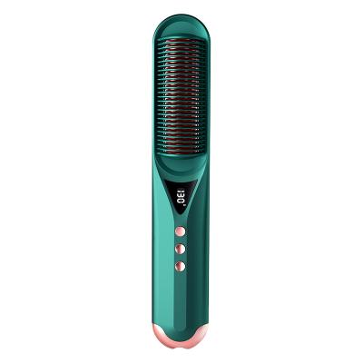 China Ceramic Electric Hot Comb Hair Brush Straightener Digital Salon Hair Flat Iron Heating Hot Brush Anti-static Hair Styling Tool for sale