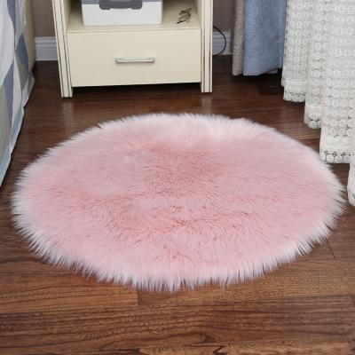 China Area Rug Sheepskin Area Rug Artificial Fur Circular Fluffy Soft Carpet Washable Non-Slip Carpet Anti-Slip for sale