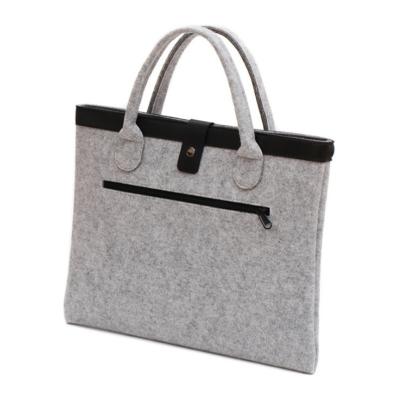 China Wholesale Polyester Felt Laptop Bag Double Zipper Felt Briefcase Thumb Laptop Messenger Computer Case Bag for sale