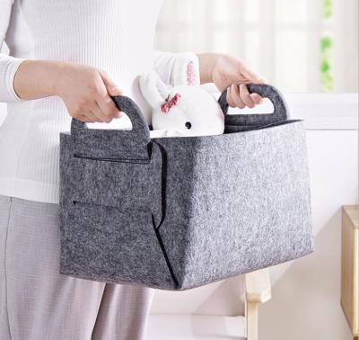 China Japan Style Gray Collapsible Storage Basket Ruled Storage Box For Home Bedroom Bathroom Clothes Toy Storage Bag for sale