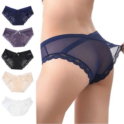 China Mid-waist anti-static hollow hippie lingerie fashion YCH transparent panties ladies briefs underwear for sale