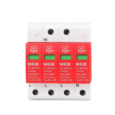 China Three Phase Techwin 80KA SPD Lightning Surge Arrester For AC Power System 90(H)*144(W)*65(L)mm for sale