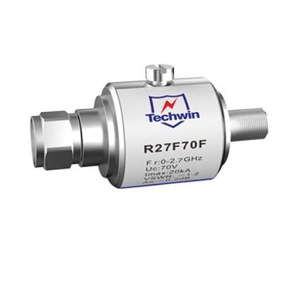 China Techwin Graphic Terminal Protector 0-2.7GHZ CATV RF Coaxial Lightning Surge Arrester R27F70F for sale