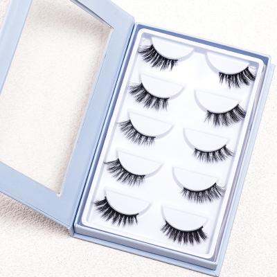 China Factory Use Inviaible Easy Clear Vegan Strip Free Cruetly Private Label Packaging Box Brown Half Brown Silk Lashes Lashes Set for sale