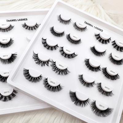 China Korean Wholesale Custom False Curly Eyelashes Pbt Curl Strip Lashes With Tools Packing Box Mink Russian Brown Fluffy D Easy Use for sale