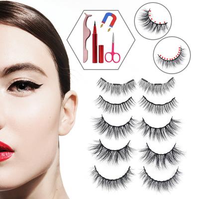 China Wholesale 5 Pairs Luxury Private Label Easy To Use Magnetic Eyelashes 25Mm-30Mm 25mm 3D Mink Eyelash With Magnetic Box for sale