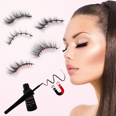 China Easy Wear Drop Shipping 5mm 3D Magnets 10 Eyelashes Without Glue Handmade Fake Magnetic Eyeliner BIO Lashes Set Wholesale for sale