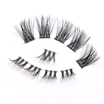 China Natural Soft Hot Sale Private Label Pre Cut Korean Invisible Box Strip Lashes Customized Faux PBT Segment DIY Eyelashes for sale