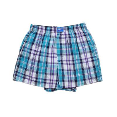 China Antibacterial Mens Underwear Boxers Shorts Comfortable Homewear Cotton Sleep Brief Quality Casual Plaid Loose Striped for sale