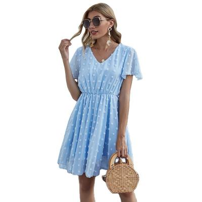 China 2021 New Summer Women's Clothing Elegant Soft Chiffon Floral Casual Dresses Slim Short Skirts For Women for sale