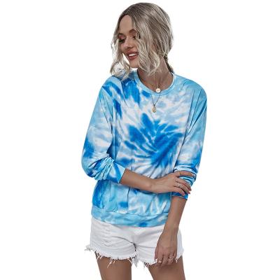 China Autumn Hotsale Fashion Breathable Dye Breathable Ladies T-shirts Women Printed Link Around Neck Pullover Hoodies Casual Long Sleeve T-shirt for sale