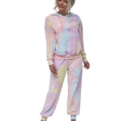 China Autumn New Style Women's QUICK DRY QUICK DRY Hoodies With Jogers Set Tie Dye Hoodie Set And Pants Forms Hoodie Casual Sweat Suit for sale