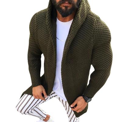 China Anti-Wrinkle New Autumn And Winter Slim Long Anti-Wrinkle Sleeved Knitted Hooded Sweater Men's Cardigan Sweaters for sale