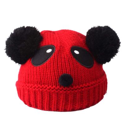 China Panda Ear Protection Cute European and American Autumn And Winter Children Cartoon Soft Jumper Knitted Hat for sale