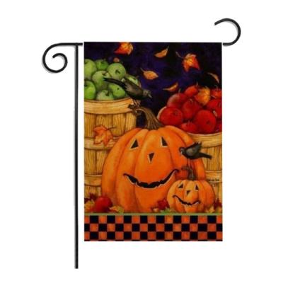 China Custom Decorated Yard Garden Welcome Halloween Holiday Pumpkin House Flag Sewing Flag for sale