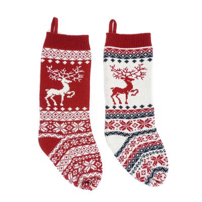 China Christmast Ornament Stocking Christmast Ornament Elk Stocking Christmas Stocking Bag Decorate Accessories Custom Christmas Knitting Stockings for sale