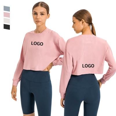 China 2022 Breathable Custom Wholesale Yoga Wear Women Fitness Clothing Activewear Lady Workout Yoga Wear Long Sleeve T-shirt Top Loose for sale