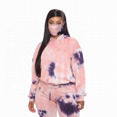 China Breathable Jogging Dye Women's Designer Casual Track Polyester S-2XL Hoodie Two Piece Set for sale