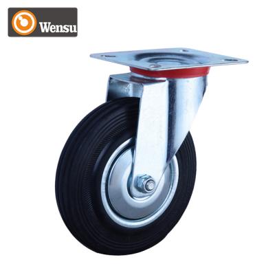 China 5 6 4 Wheels 8 Inch Heavy Duty Oil Brake Caster Wheels Heavy Duty Organic Rubber Static Carriage Industrial Swivel Caster With Brake for sale