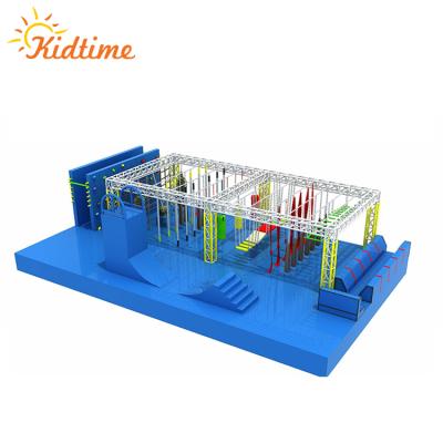 China Galvanized Tube + PP + Spring Warriors 3 Adventure Game Equipment Large Playground Training Obstacle Course for sale