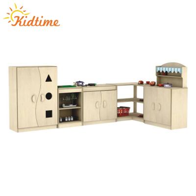 China 3-15 Years Old Wooden Wholesale Children Pretend Play Kitchen Toy Set Cabinet for sale