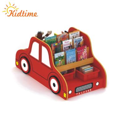 China 3-15 Years Old Car Shape Custom Kids Wooden Book Case Cabinet Book Shelves for sale