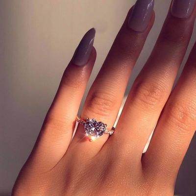 China And American of the other European Institute of Statistics fashion heart-shaped inlaid wedding ring of zircon marriage proposal engagement for sale