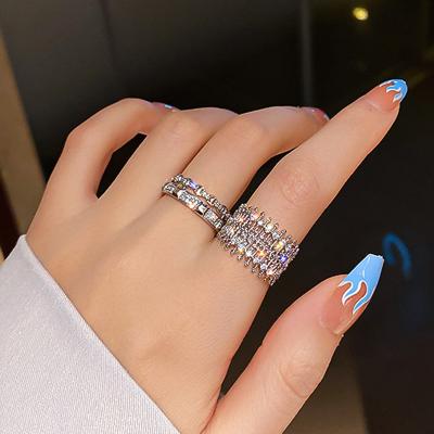 China FASHIONABLE European and American hollow diamond ring ladies wide open personalized knuckle ring for sale