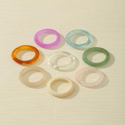 China Retro TRENDY Fashion Men's and Women's Series Girl Ring Acrylic Resin Resin Ring Set Jewelry for Women for sale