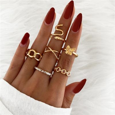 China Punk 13 Pieces/Set Hot Selling Rings For Women Alloy Gold Plated Geometric Rings For Female Jewelry Gift Wholesale for sale