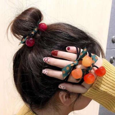 China Fashionable Korean Hair Accessories for Girls Head Dot Hair Rope for Female Fruit Cherry Cute Head Rope for Kids Hair Ring Accessories for sale