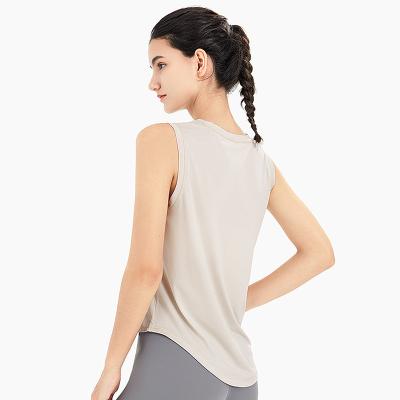 China Fashion QUICK DRY Loose Ladies Sports Jacket Workout Gym Fitness Yoga Wear Sleeveless Top for sale