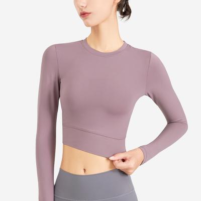 China New Special Design Breathable Long Body Sculpting Breathable Casual Sports Sexy Long Sleeve Crop Top for sale