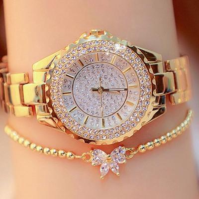 China New Water Resistant Alloy Band Wrist Watch Gift Set Girls Diamond Quartz Watches Luxury 2022 for sale