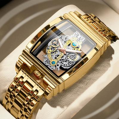 China Men's Waterproof Luxury Gold Square Brand Tourbillon Quartz Skeleton Automatic Wristwatches For Men for sale