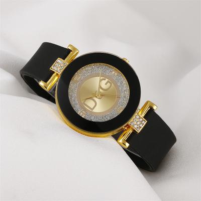 China Non-specific simple black white quartz watches fashion creative large dial women's watch minimalist strap wristwatch silicone design for sale