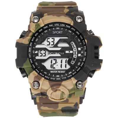 China Alarm Men's Outdoor Sports Silicone Camouflage Strap Watch G Style Street Waterproof Multifunctional Fashion Watch for sale