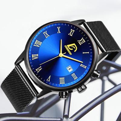 China Hot Sale 2023 Day/Date Men's Minimalist Watches Stainless Steel Mesh Belt Quartz Watch Men Business Casual Dress Clock Luxury Gift for sale