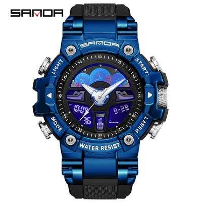 China Hot Selling Mens Wrist Watch Chromatic Digital Alarm SANDA 3156 Mens Brand Led Sports Digital Watches For Male Boys Sport Watches for sale