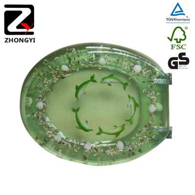 China Slow-end Hygienic Decorative Toilet Seats Polyresin Family Toilet Seat for sale