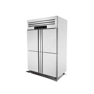 China Double-temperature commercial hotel upright four doors refrigerator stainless steel freezer refrigerator for sale