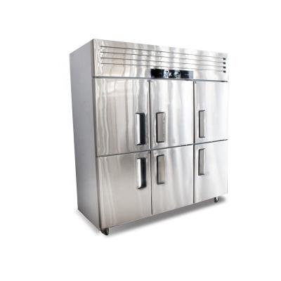 China Double-temperature 6 doors stainless steel upright kitchen refrigerator used freezer refrigeration equipment for sale